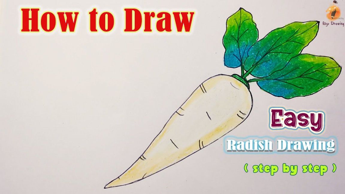 How to draw a radish step by step easy  Radish Drawing and colouring for  kids #radishdrawing#radish