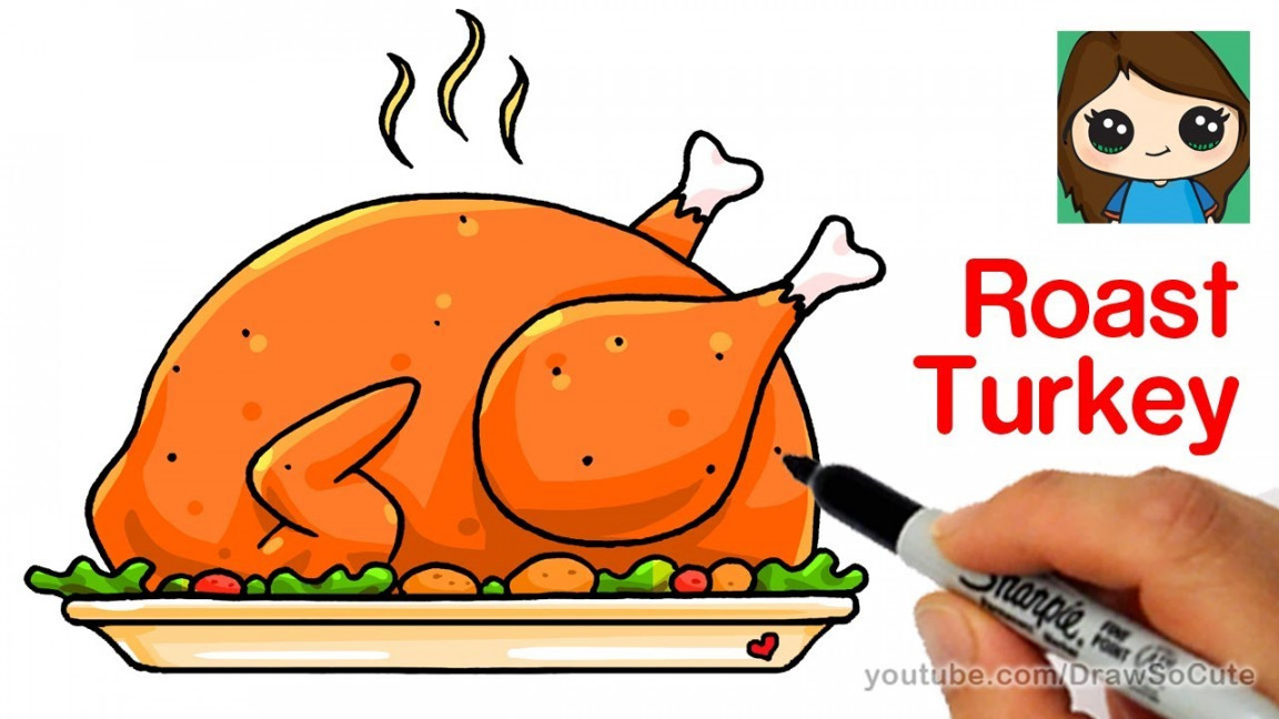 How to Draw a Roast Turkey Dinner Easy  Realistic