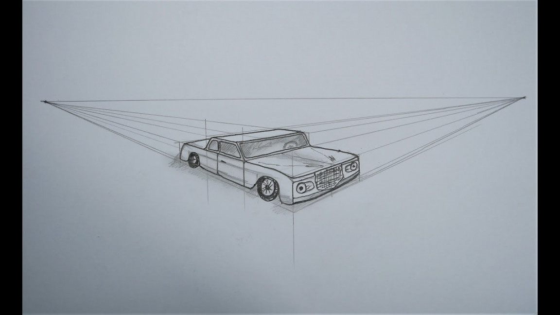 how to draw a simple car in  point perspective