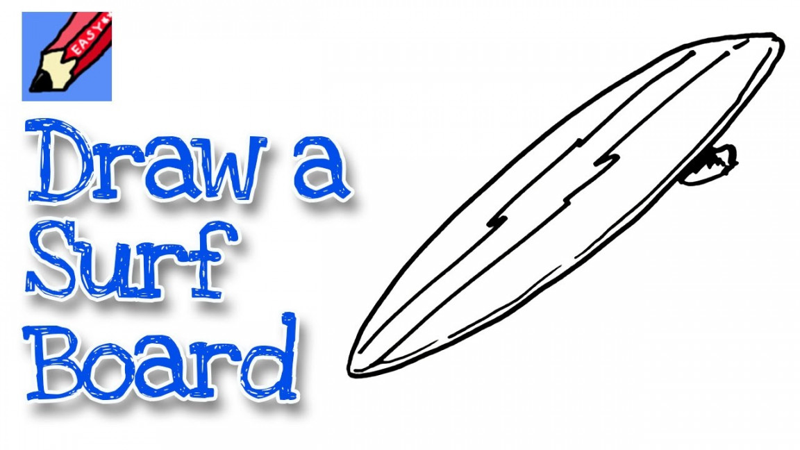 How to draw a Surfboard Real Easy  Step by Step with Easy, Spoken  Instructions