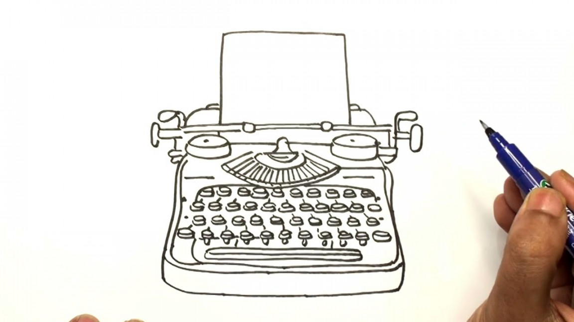 How to draw a Typewriter. Easy Typewriter drawing. Typewriter drawing and  illustration.