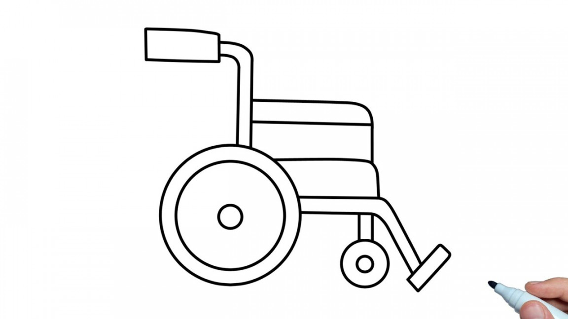 How to draw a Wheelchair easy step by step