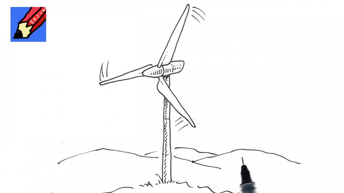 How to draw a Wind Turbine Real Easy