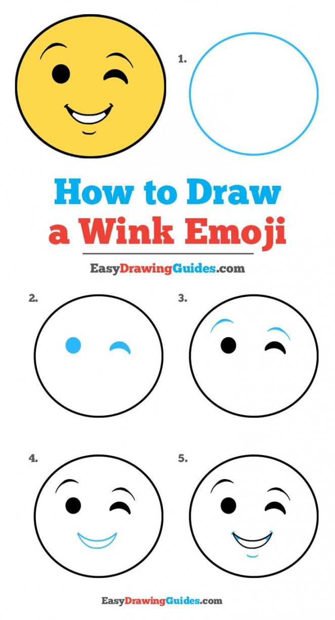 How to Draw a Wink Emoji - Really Easy Drawing Tutorial  Drawing