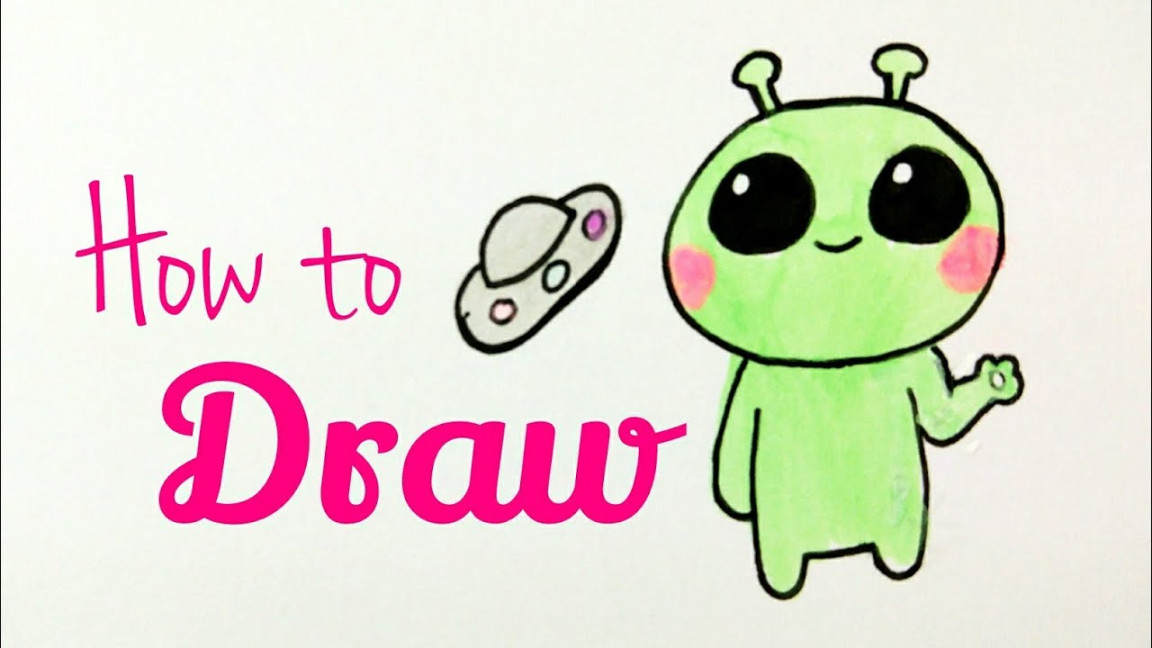 HOW TO DRAW ALIEN  Drawing Cute Alien Tutorial Easy for Kids