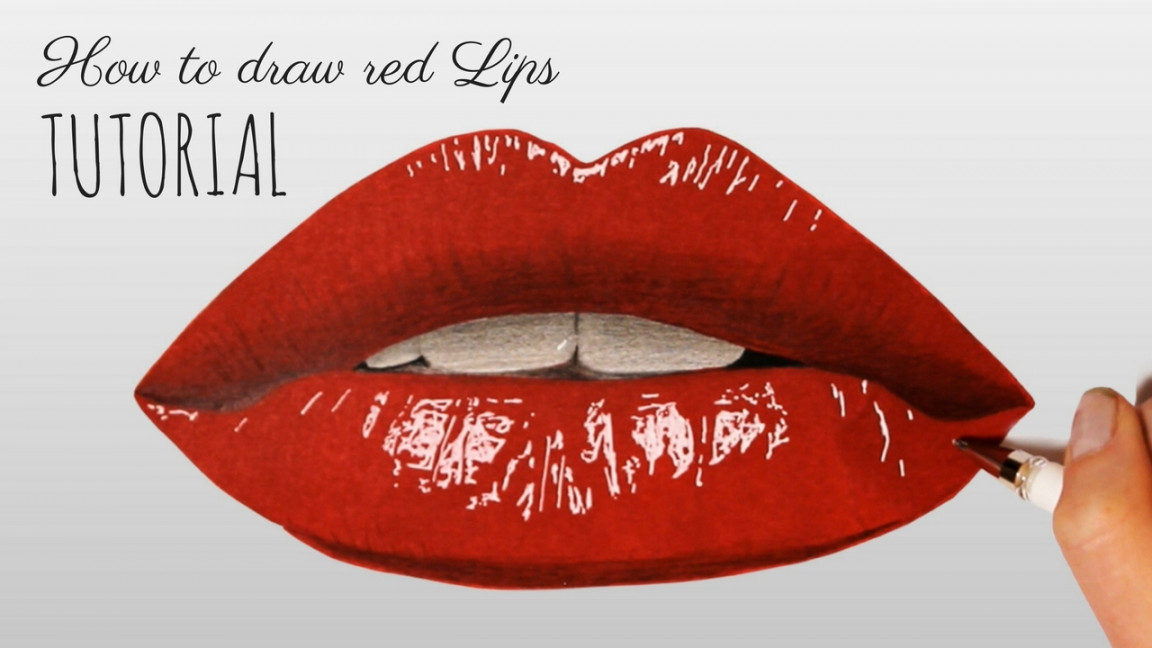 How To Draw & Colour: Red Lips Tutorial