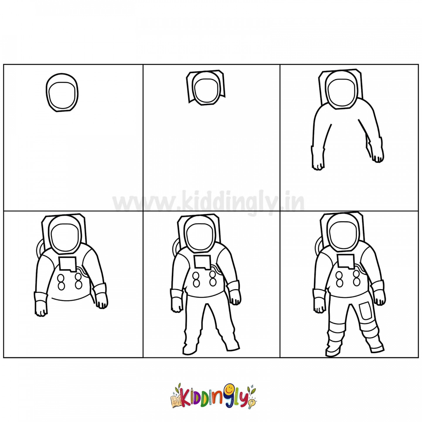 How to Draw an Astronaut - Easy Step by Step Tutorial for Kids