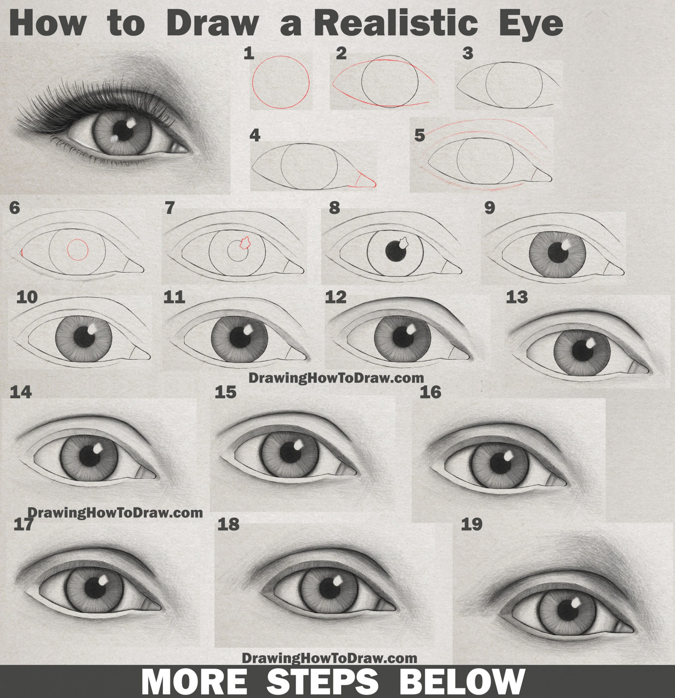 How to Draw an Eye (Realistic Female Eye) Step by Step Drawing