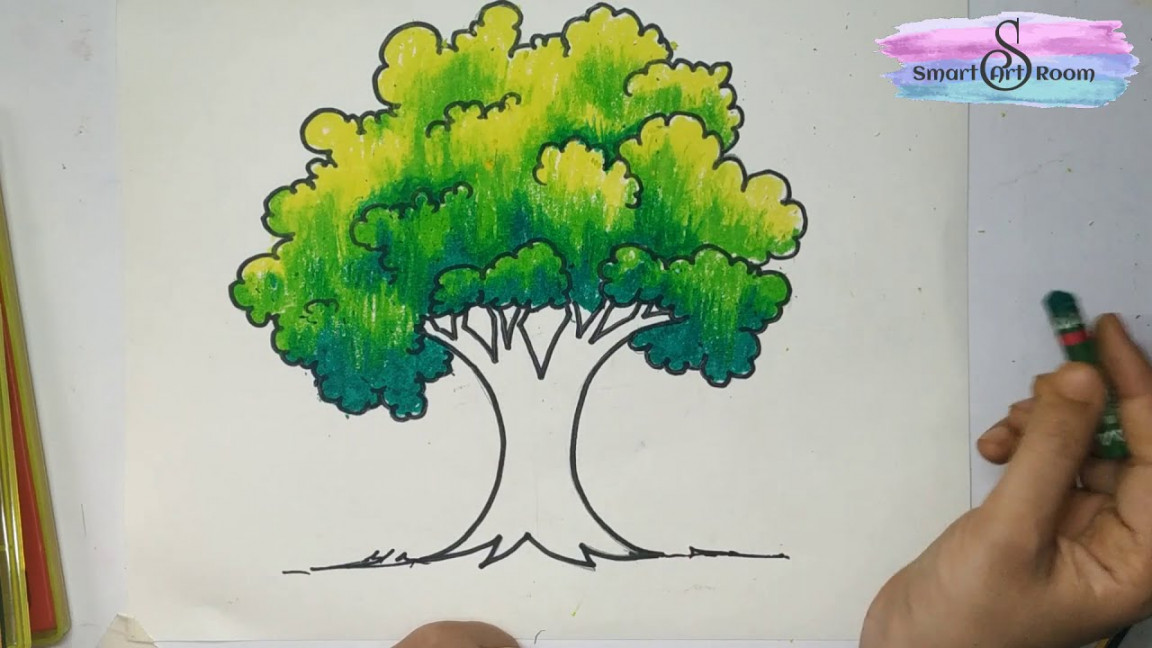 How to draw and color tree! Realistic Tree Drawing! Very easy method to  Draw and Color a tree