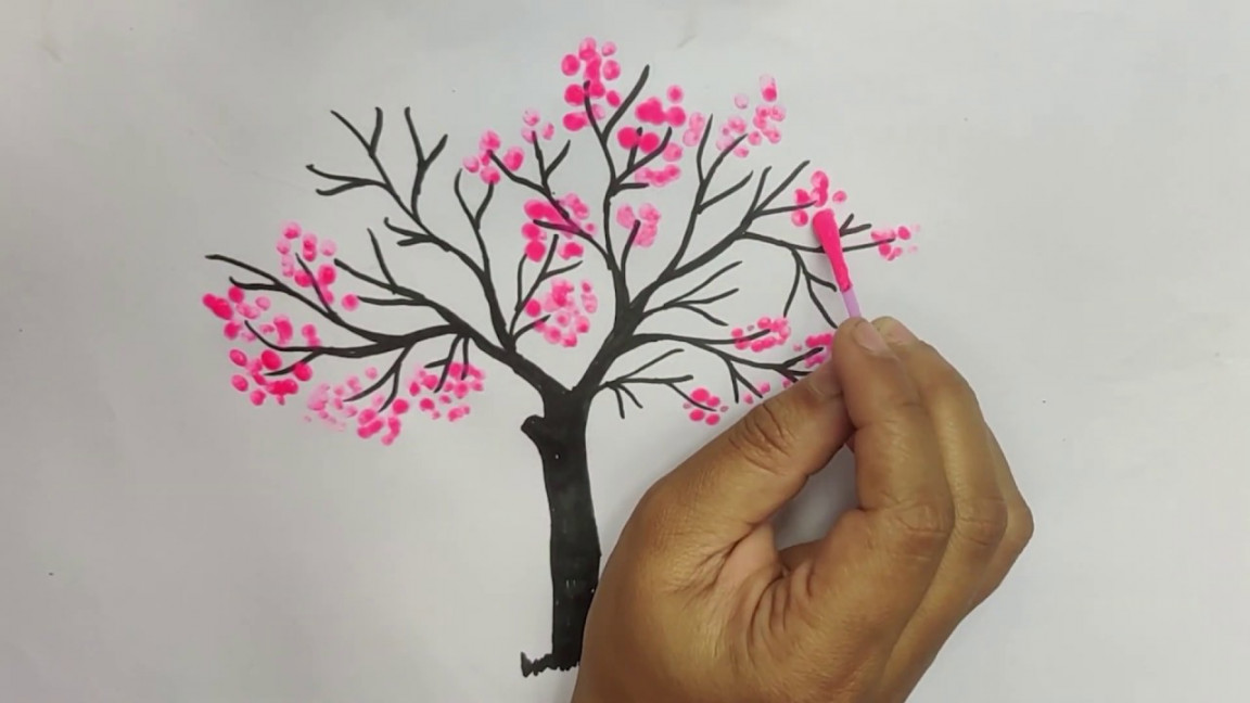 How to draw beautiful flower tree step by step