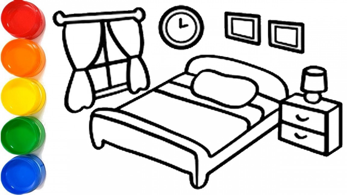 How to Draw Bedroom Easy for Beginner, KS ART