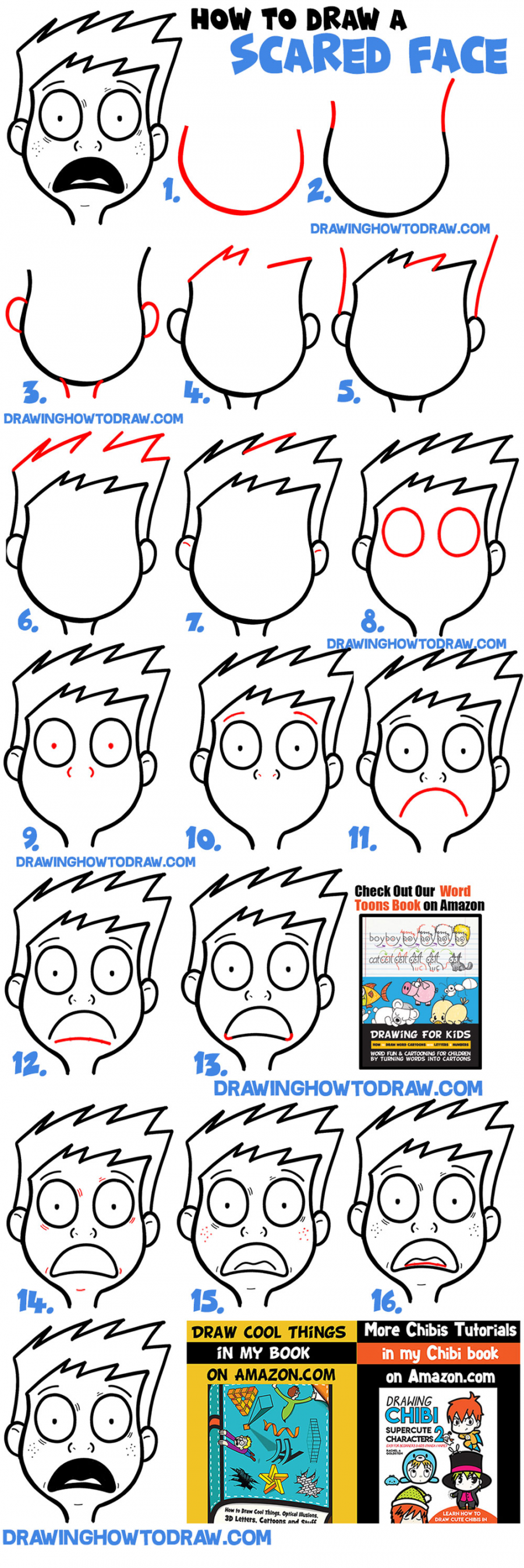 How to Draw Cartoon Facial Expressions : Scared, Petrified, Afraid