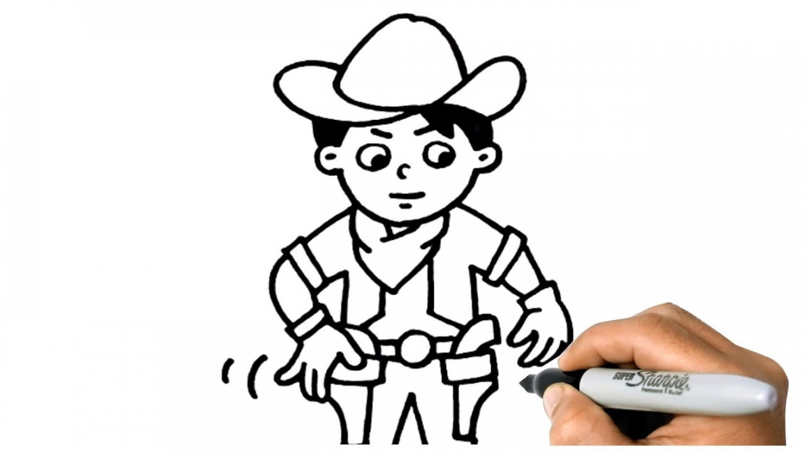 How to DRAW COWBOY EASY Step by Step - YouTube