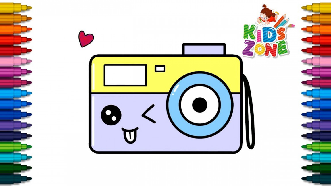 How to Draw Cute Camera - Camera drawing - Easy Kids Drawings - Easy step  by step for kids