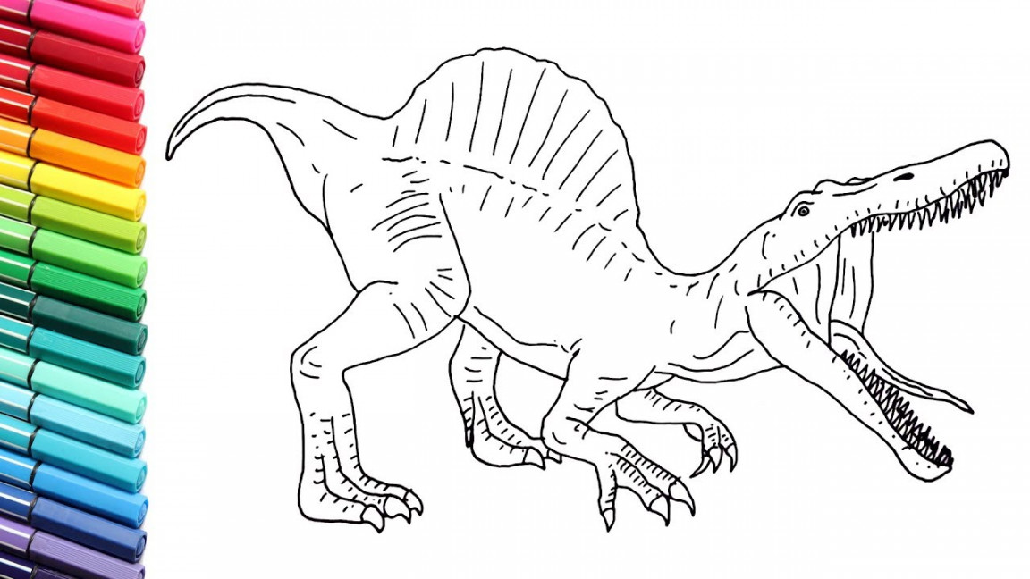 How to Draw Dinosaurs for Children - Drawing and coloring Spinosaur from  Jurassic World