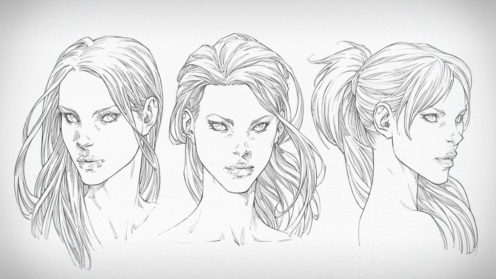 How To Draw Faces  Female Heads: Front, Side & Three Quarter View