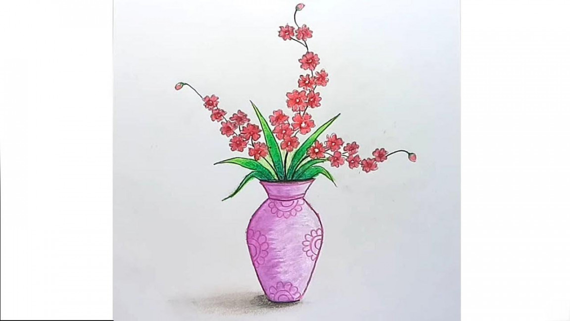 How to draw Flower vase step by step