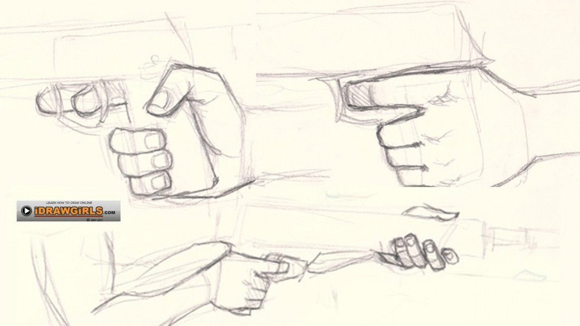 How to draw hand holding gun