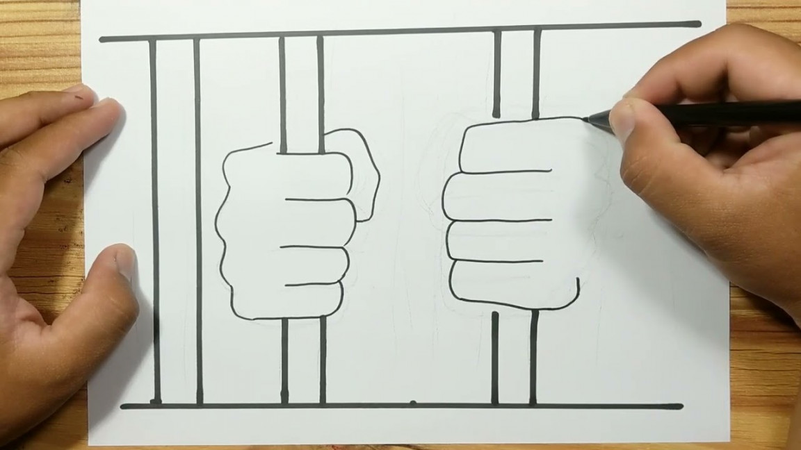 How to draw HAND HOLDING PRISON BARS