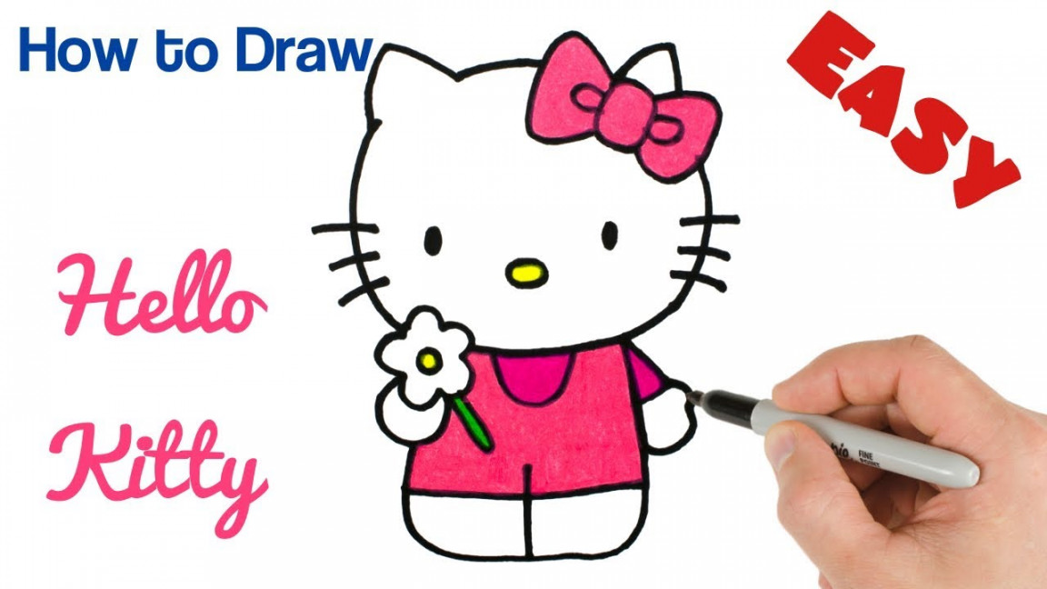 How to Draw Hello Kitty  Cartoon Drawings for beginners  Step by Step