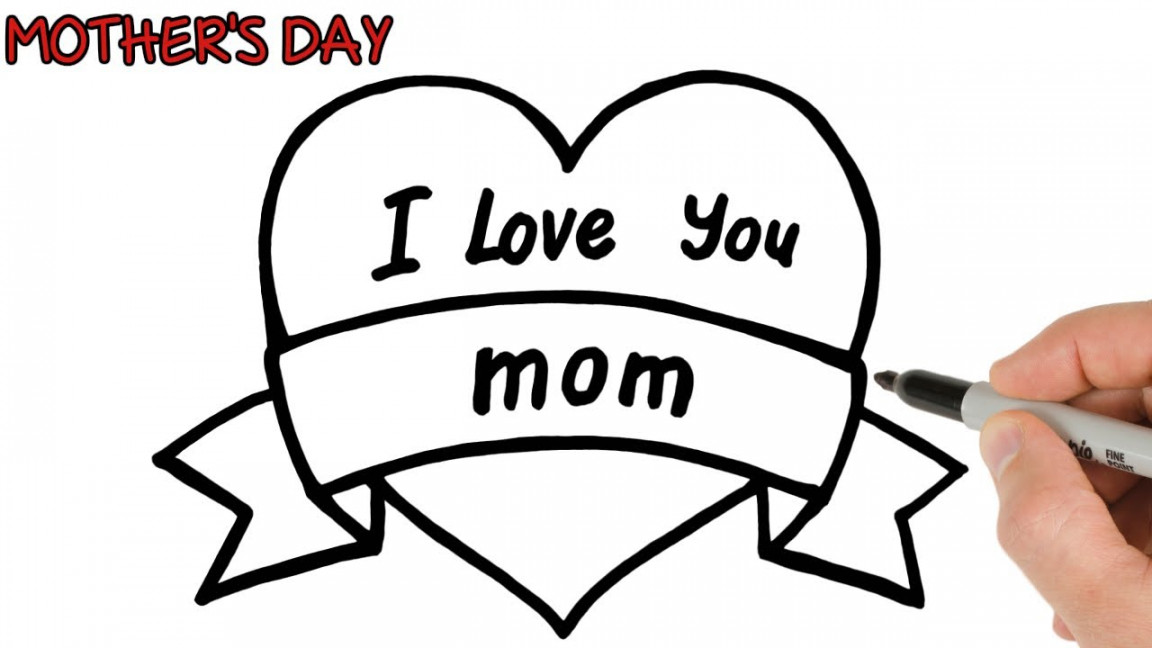 How to Draw I Love You Mom Greetings in Heart  Mother