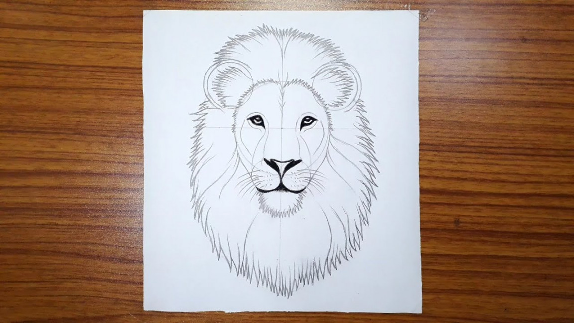 How to draw lion face  How to draw outline of a lion face for beginners