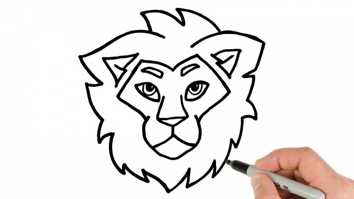 How to Draw Lion Head  Cartoon Drawing  Easy Tutorial