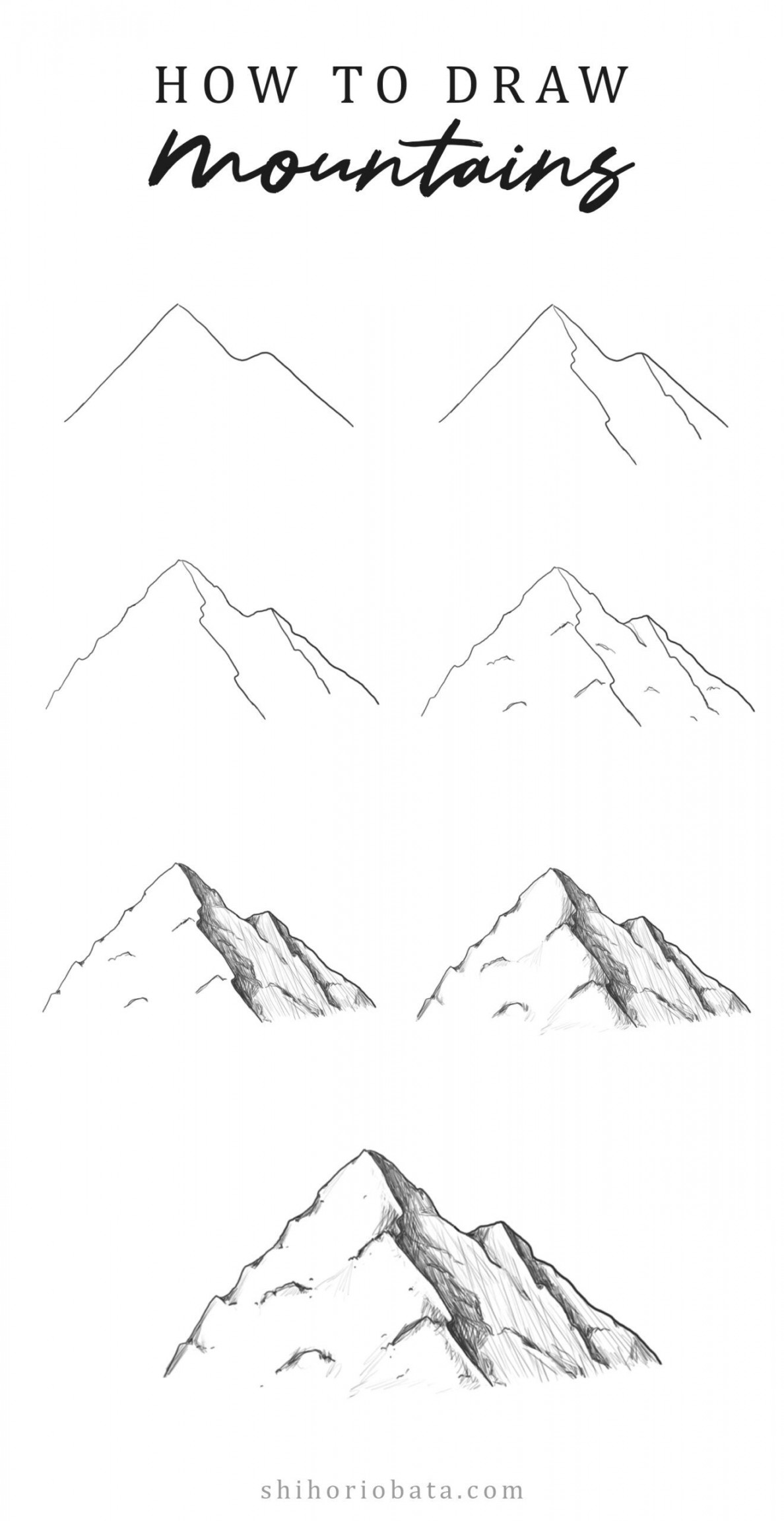 How to Draw Mountains: Easy Step by Step Tutorial  Pencil