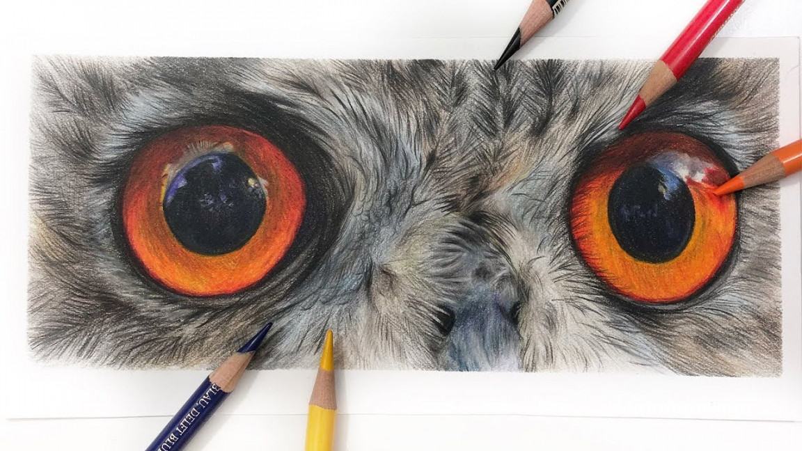 How To Draw OWL EYES  Colored Pencil Tutorial