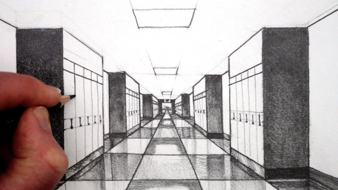 How to Draw -Point Perspective for Beginners: A Hallway