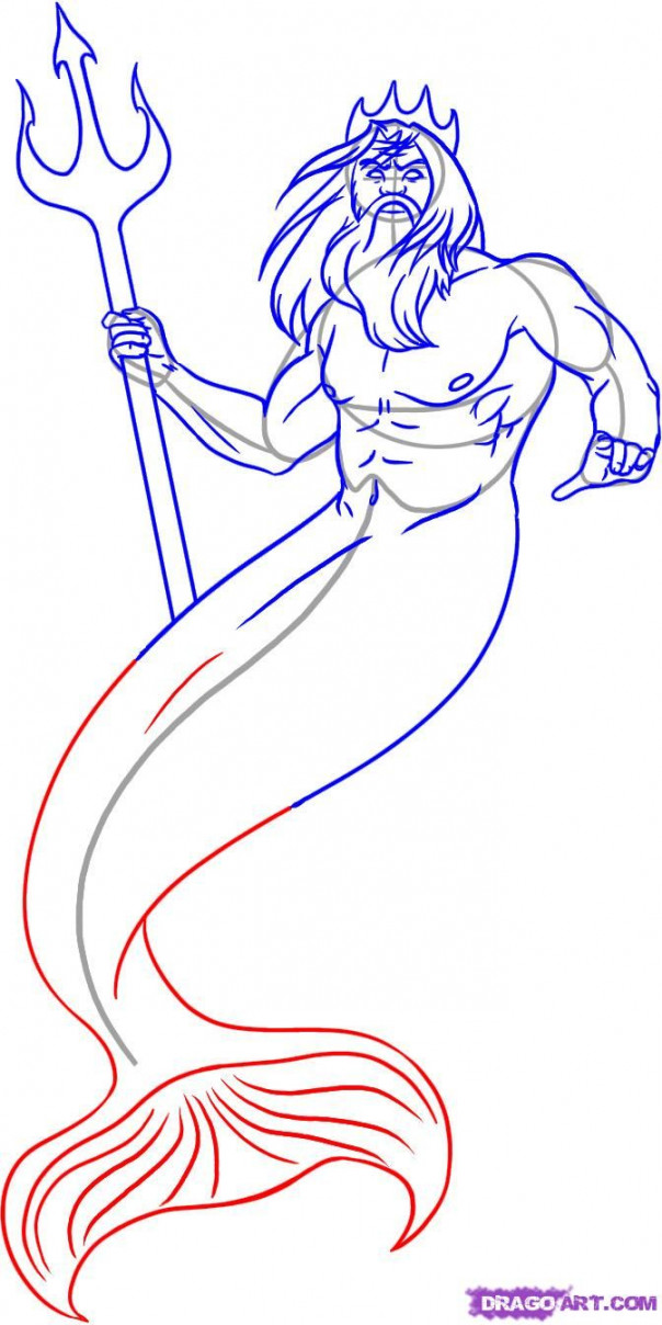 How to Draw Poseidon, Step by Step, Greek Mythology, Mythical