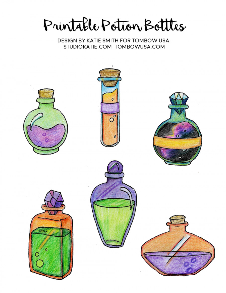 How to Draw Potion Bottles for Halloween with Tombow USA