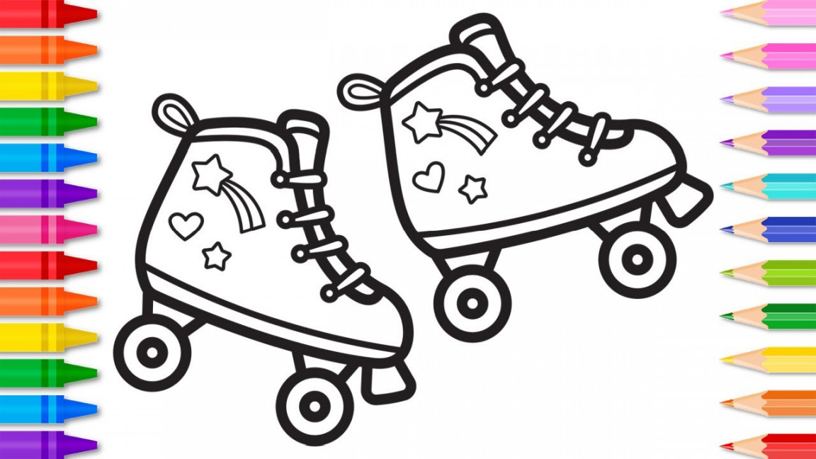 How to Draw Roller Skates Easy Step by Step 🛼 Fun Easy Drawing and  Coloring Page for Kids