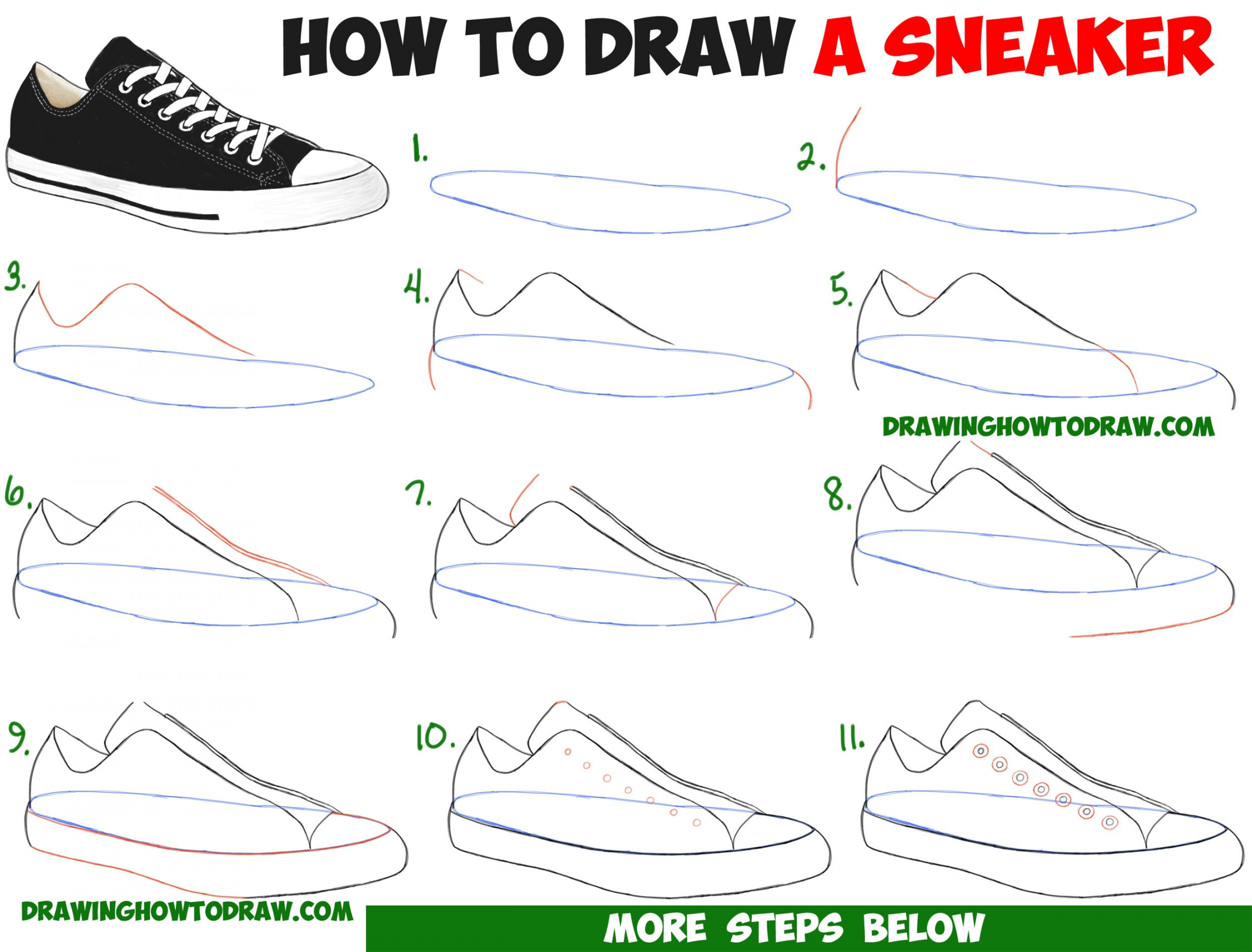 How to Draw Sneakers / Shoes with Easy Step by Step Drawing