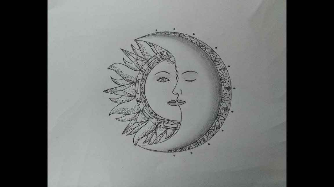 How to Draw Sun and Moon - Pencil Sketch