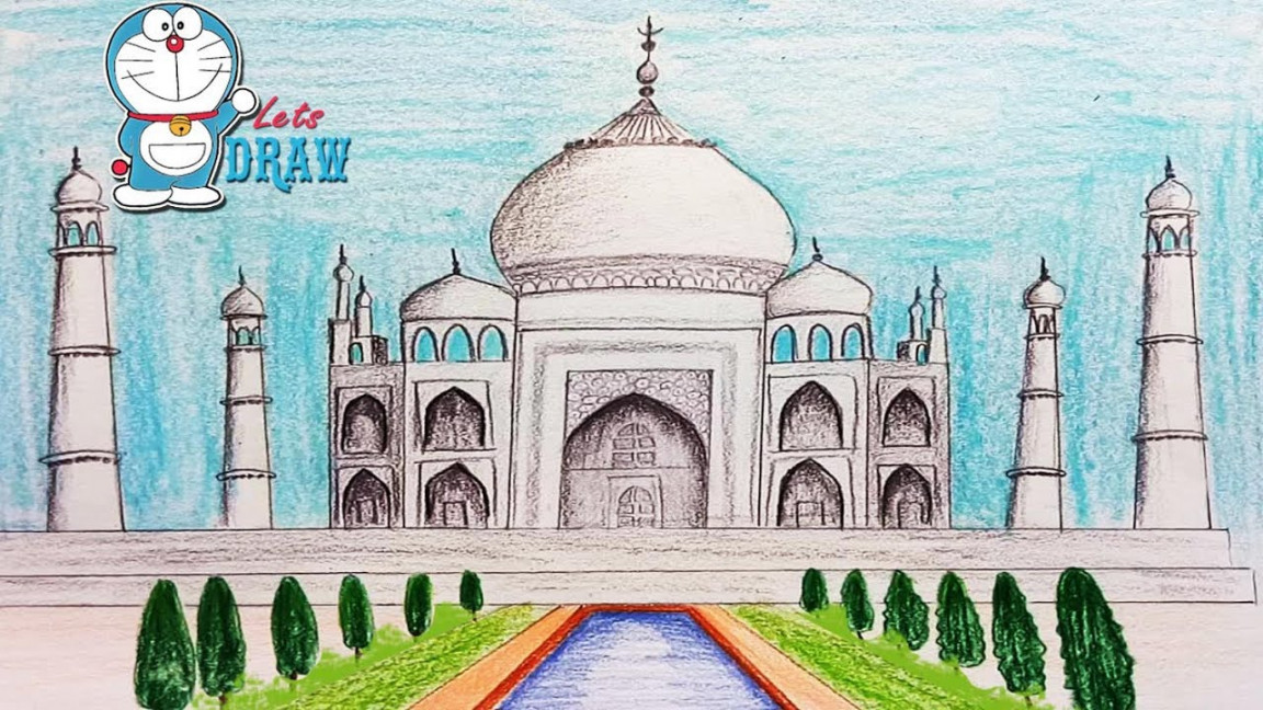 How to draw Taj Mahal step by step (very easy)