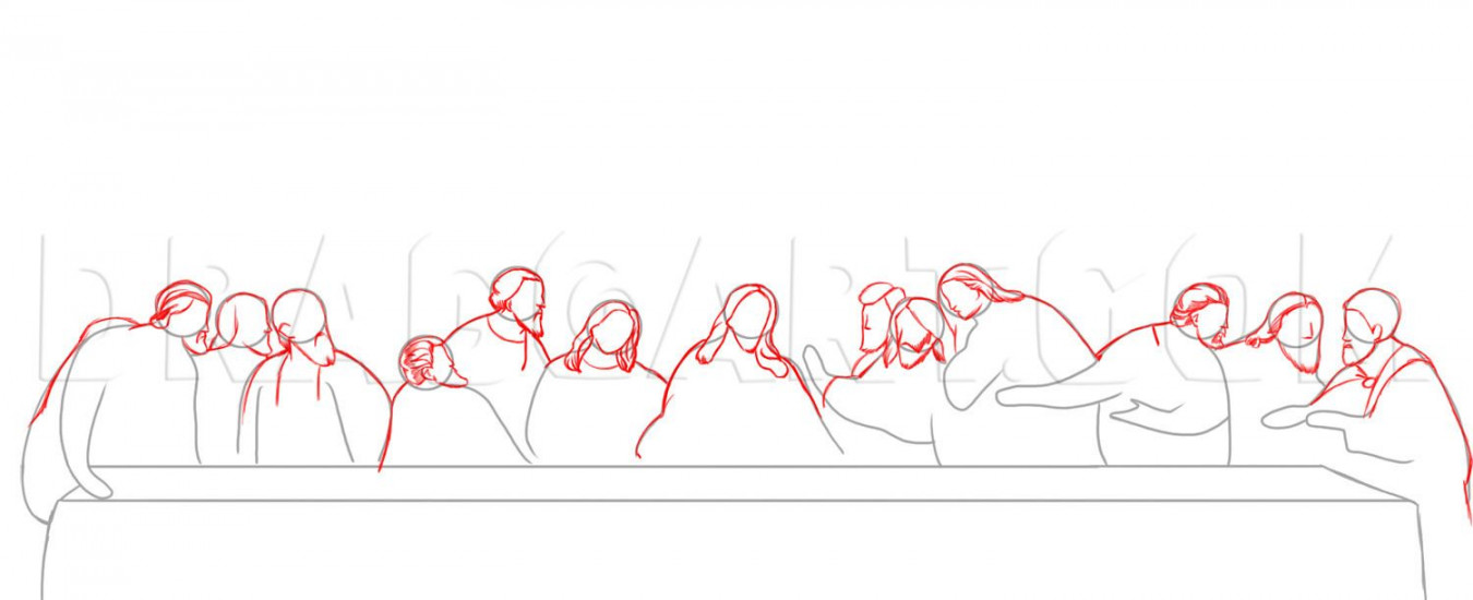 How To Draw The Last Supper, Step by Step, Drawing Guide, by Dawn