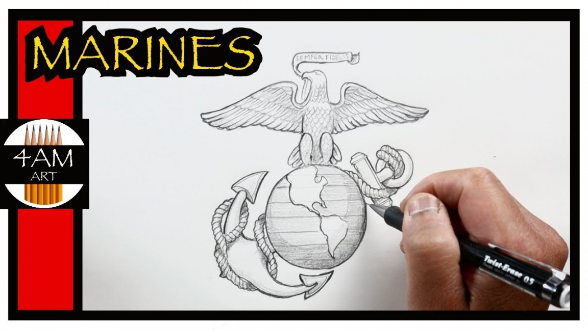 How to Draw the US MARINES LOGO