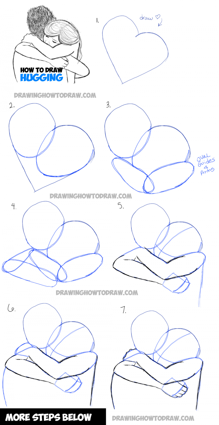 How to Draw Two People Hugging : Drawing Hugs Step by Step Drawing