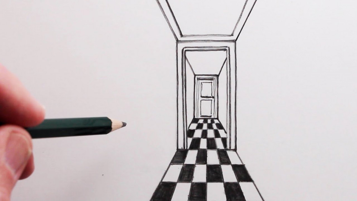 How to Draw using -Point Perspective: Simple Hallway for Beginners