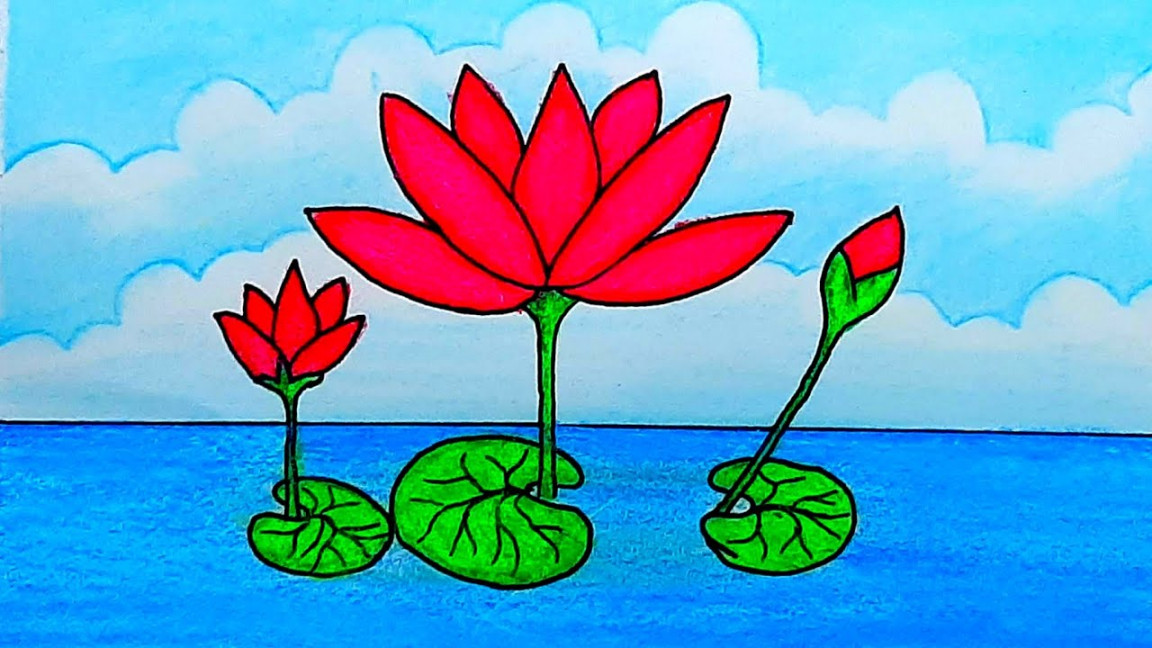 How to draw water lily step by step ( very easy)how to draw a water lily pad