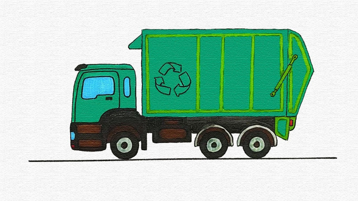 How to easy drawing Garbage Truck for Kids - Children