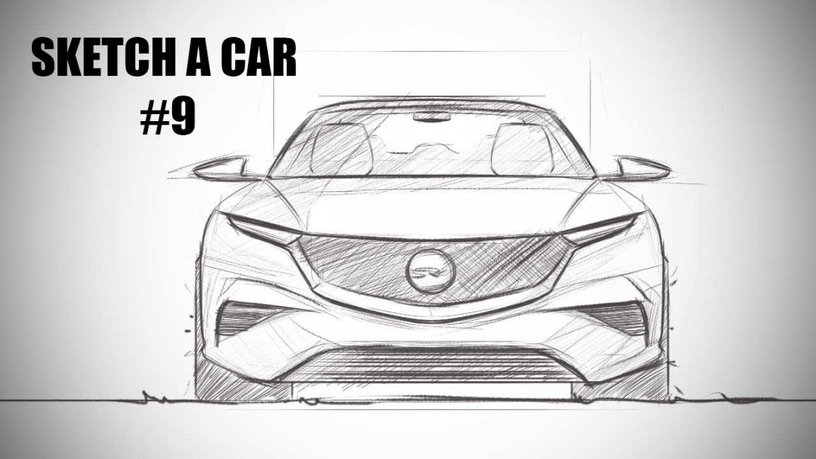 How to Sketch A Car - # - Sedan Front View  SRK Designs