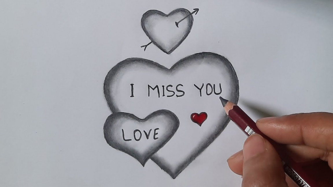 I miss you drawing with heart ❤  I miss you drawing  Beautiful heart  drawing