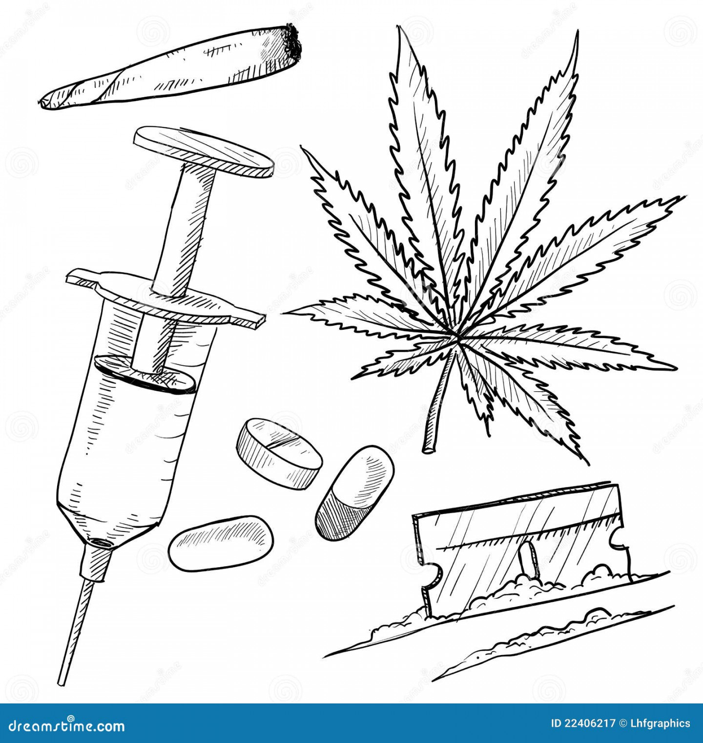 Illegal drugs drawing stock vector