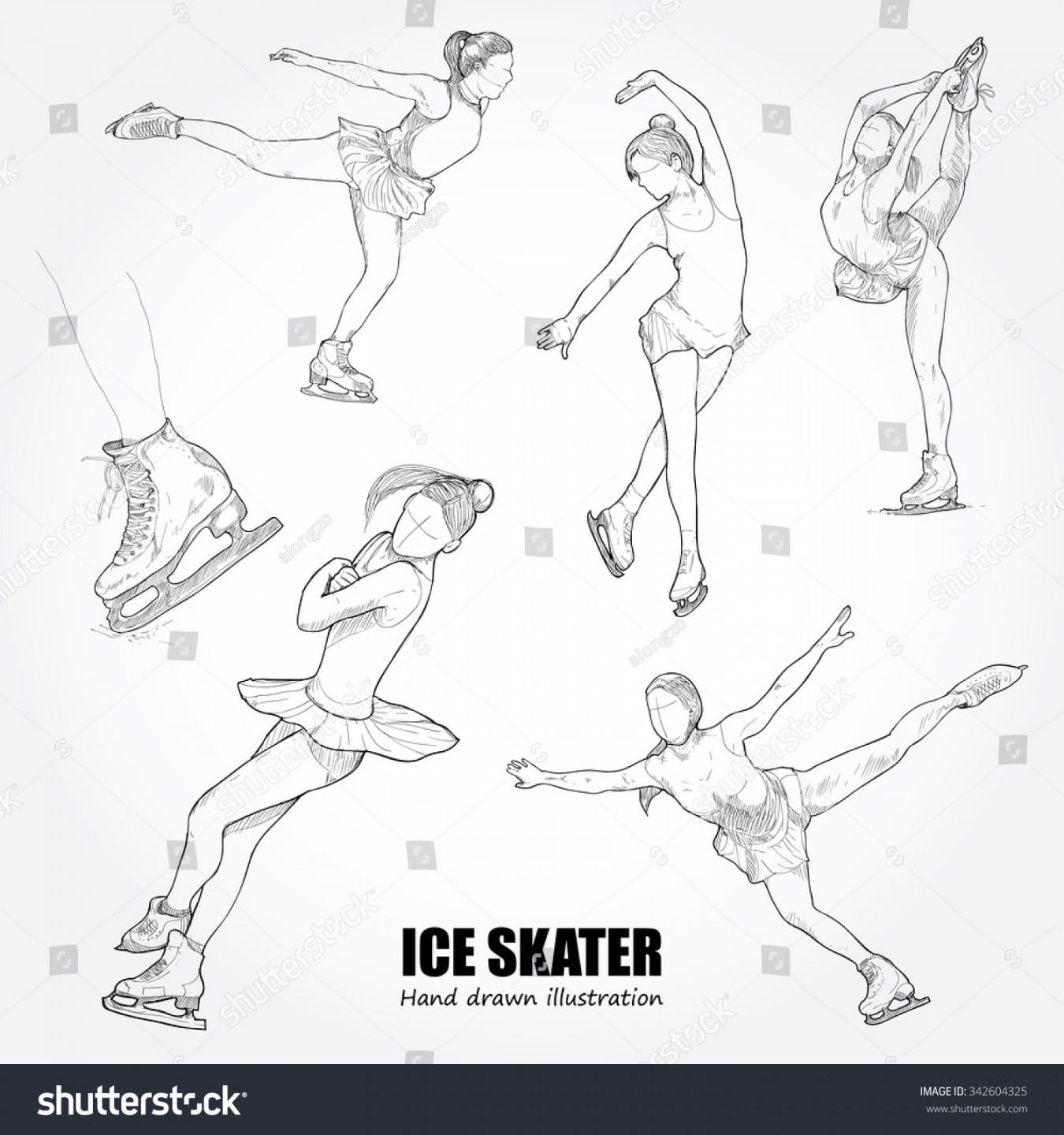 Illustrations Figure Skater Drawing Vector: Stock-Vektorgrafik