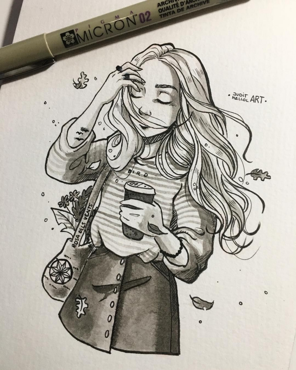 inktober day ! Our wind witch  Girl drawing sketches, Hard