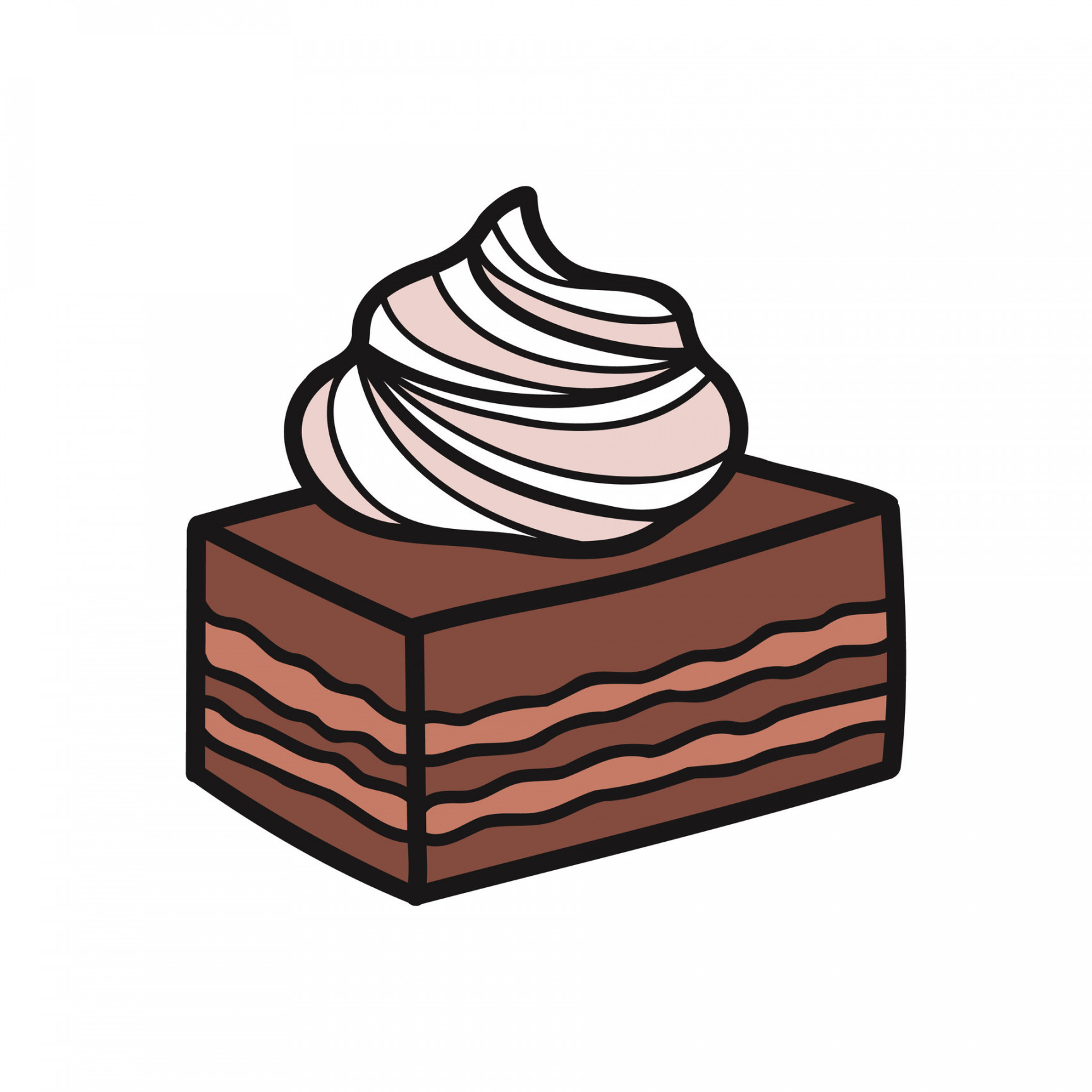 isolate hand drawing bakery chocolate cake vector  Vector