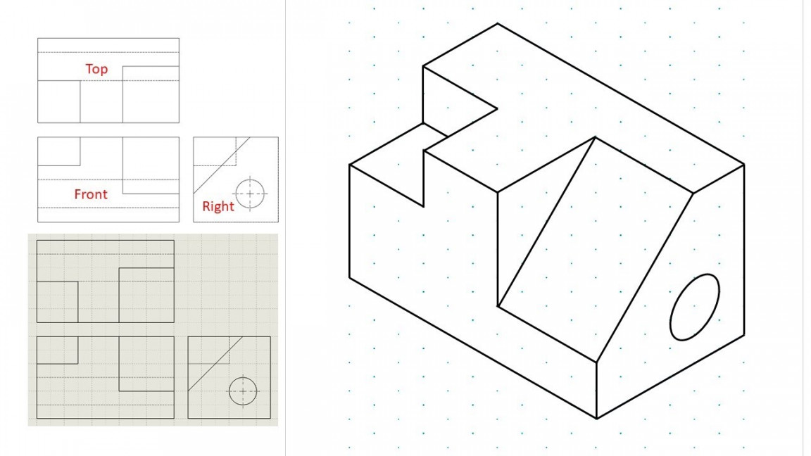 Isometric view drawing example  (easy)