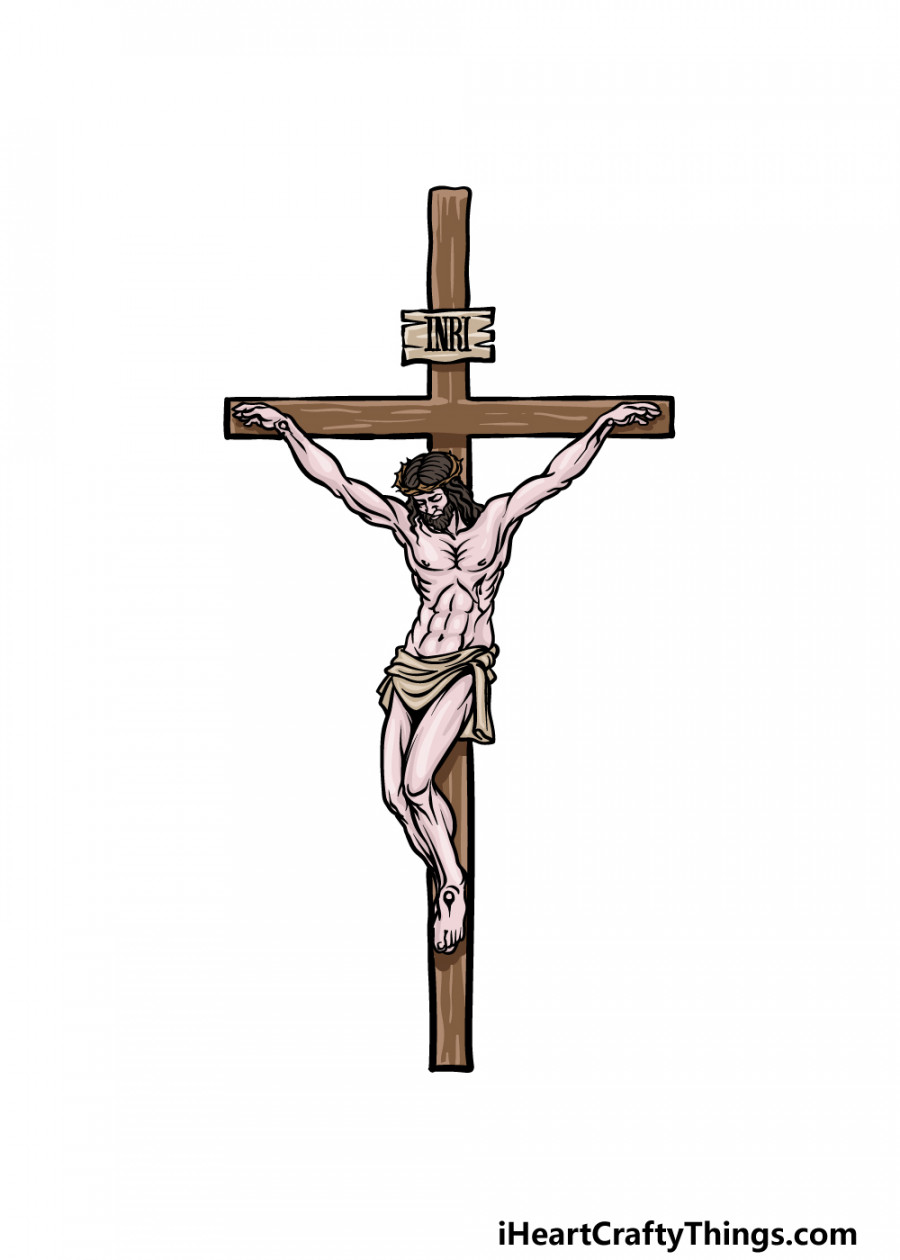 Jesus On The Cross Drawing - How To Draw Jesus On The Cross Step